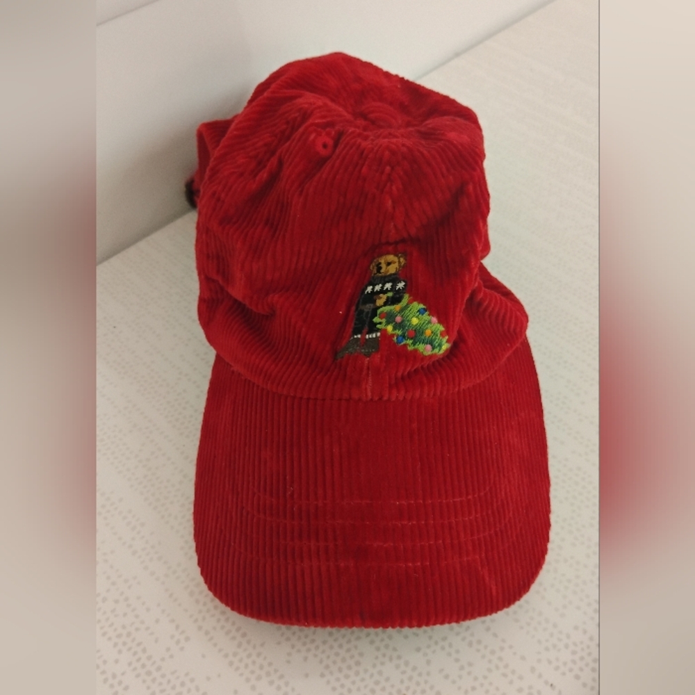 Polo By Ralph Lauren Kids Teddy Bear Christmas Tree Corduroy Hat Cap 8-20